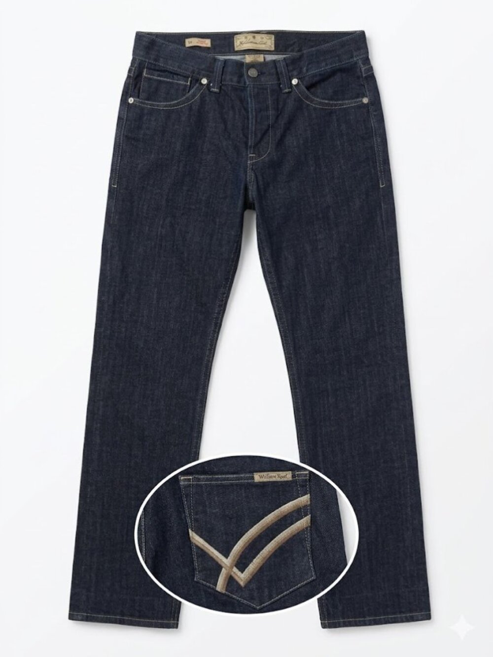 WILLIAM RAST Ben Relaxed Straight Leg Jeans Dark Wash Indigo Button Fly 36